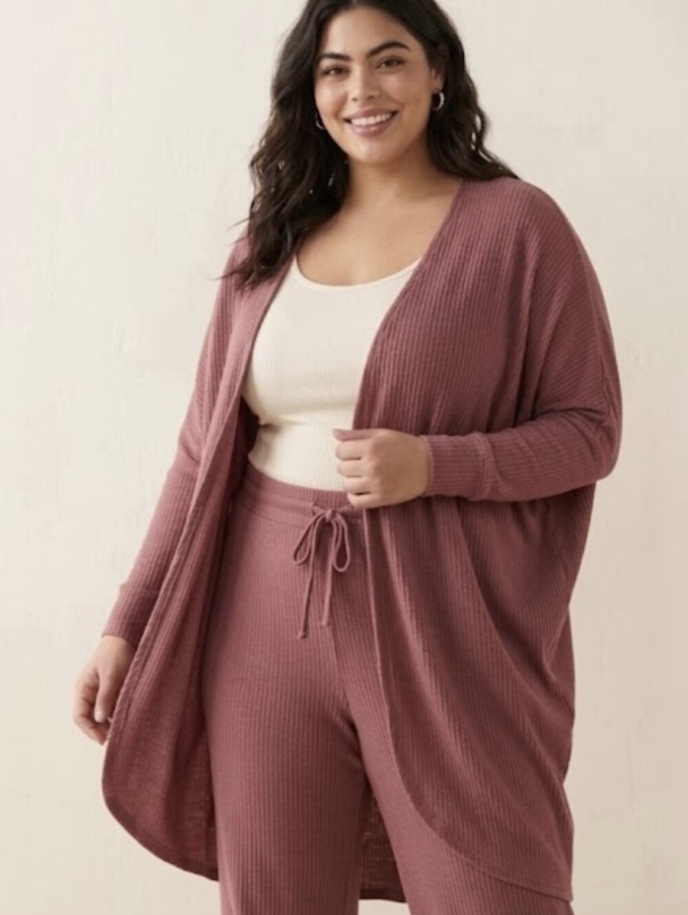 Torrid Sleep Rose Brown Ribbed Super Soft Lounge Cocoon Cardigan Sweater 1X